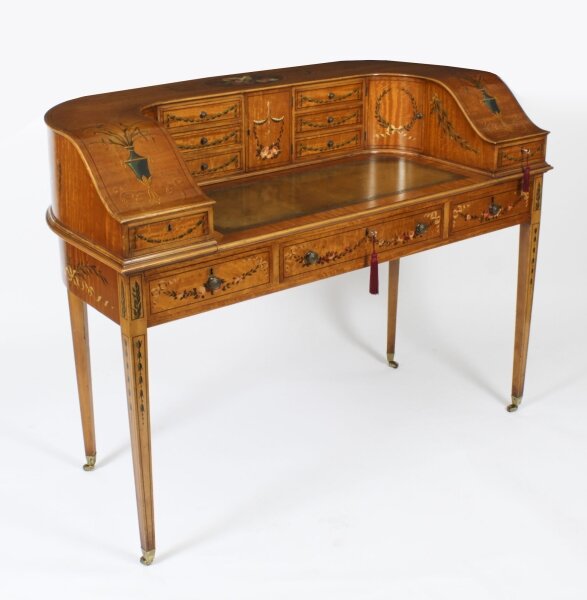 Antique Edwardian Satin wood & Floral Painted Carlton House Writing Desk C 1900 | Ref. no. A4061 | Regent Antiques