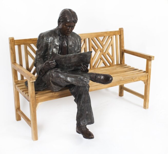 Vintage Lifesize Bronze Sculpture William R Hearst Reading on a Bench 20th C | Ref. no. A4076 | Regent Antiques