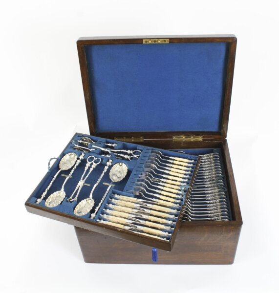 Antique English Silver Plated Cased 155 Piece 24 Setting Canteen Cutlery 20th C | Ref. no. A4079 | Regent Antiques