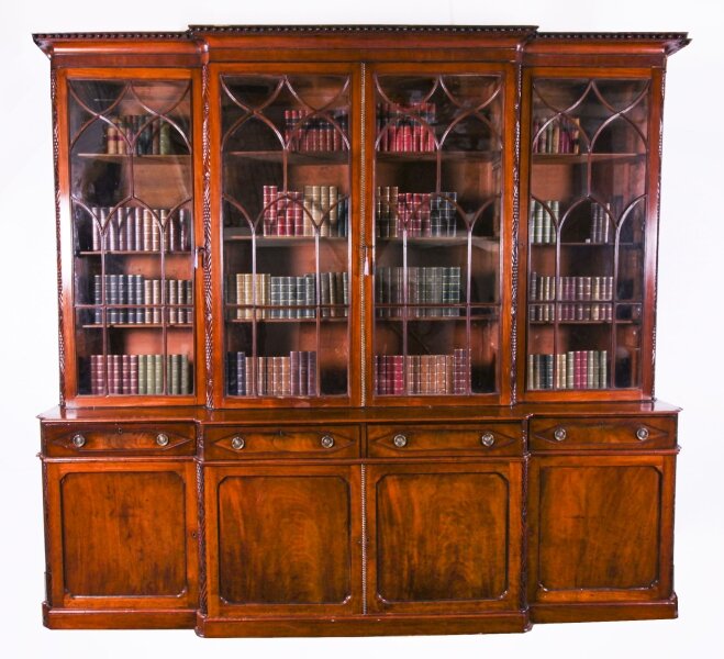 Antique 10ft Regency Flame Mahogany Four Door Breakfront Bookcase 19th C | Ref. no. A4094 | Regent Antiques