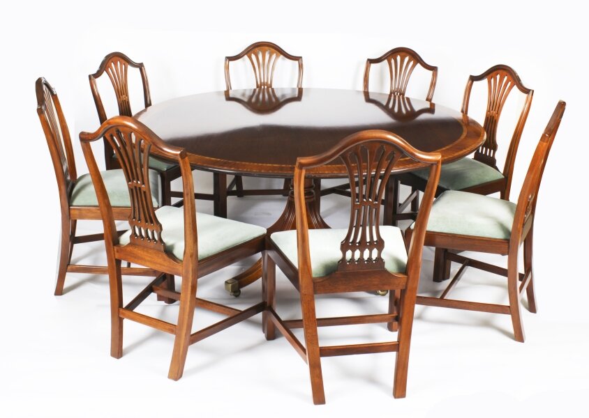 Vintage 5ft3" Round Table  & 8 Chairs by William Tillman 20th Century | Ref. no. A4102a | Regent Antiques