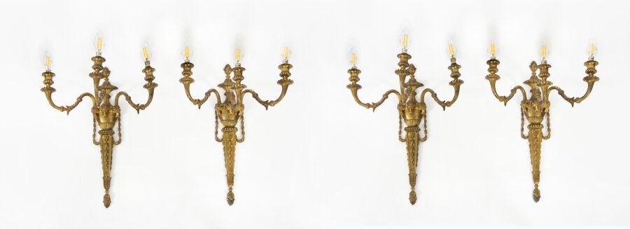 Antique Set 4 Neo Classical Revival OmoluTriple Branch Wall Lights C1880 | Ref. no. A4111A | Regent Antiques