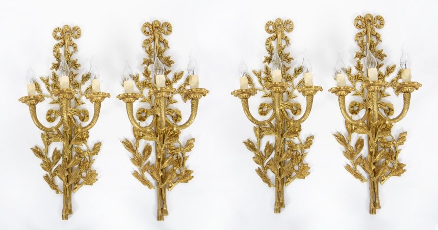 Vintage Set 4 Rococo Revival Gilded Bronze Ormolu  Wall Lights 20th C | Ref. no. A4111b | Regent Antiques