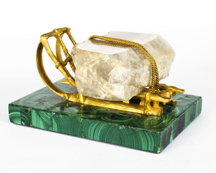 Antique Russian Gilt Bronze Malachite Rock Crystal Sleigh Sculpture C 1870 | Ref. no. A4129 | Regent Antiques