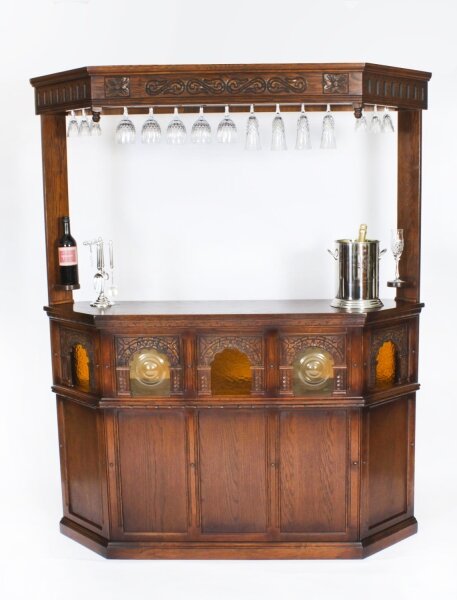 Vintage Oak Jacobean Revival Cocktail Drinks Bar With Bar Accessories  20th C | Ref. no. A4148 | Regent Antiques