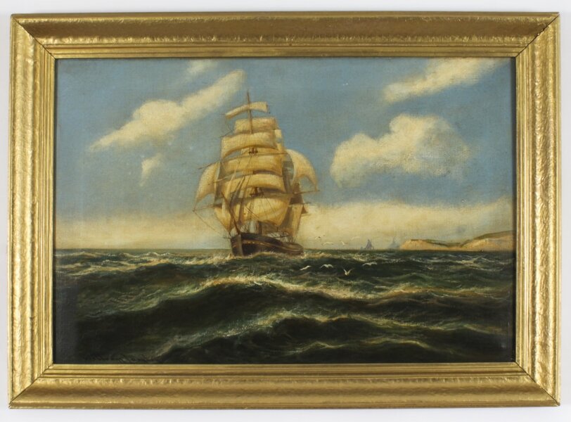 Antique Painting "Sailing Ship"  by William Langley  19th Century  52x72cm | Ref. no. A4177 | Regent Antiques