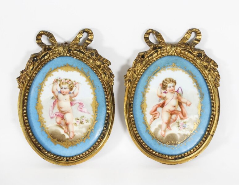 Antique Pair Ormolu Mounted Sevres Porcelain Plaques 19th C | Ref. no. A4198 | Regent Antiques