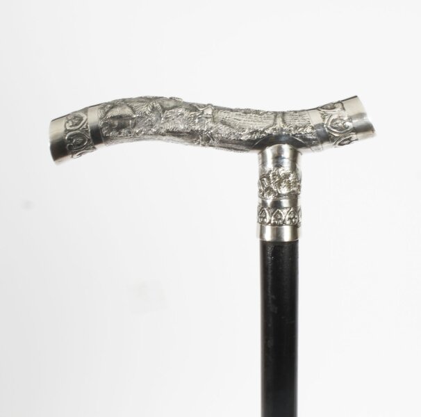 Antique Oriental Silver Handle Walking Stick Cane  19th C 77cm/33.5inches | Ref. no. A4202b | Regent Antiques