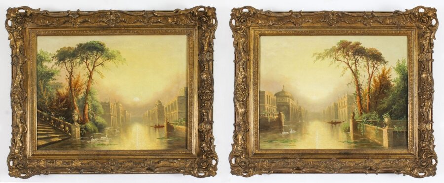 Antique Pair Oil on Canvas Venetian Paintings by James Salt  19th Century | Ref. no. A4220 | Regent Antiques