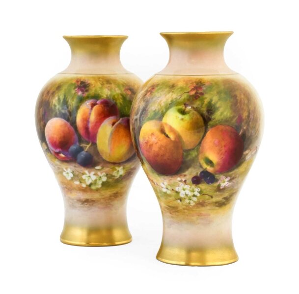 Antique Pair Royal Worcester Porcelain  Vases Dated 1926 | Ref. no. A4232 | Regent Antiques