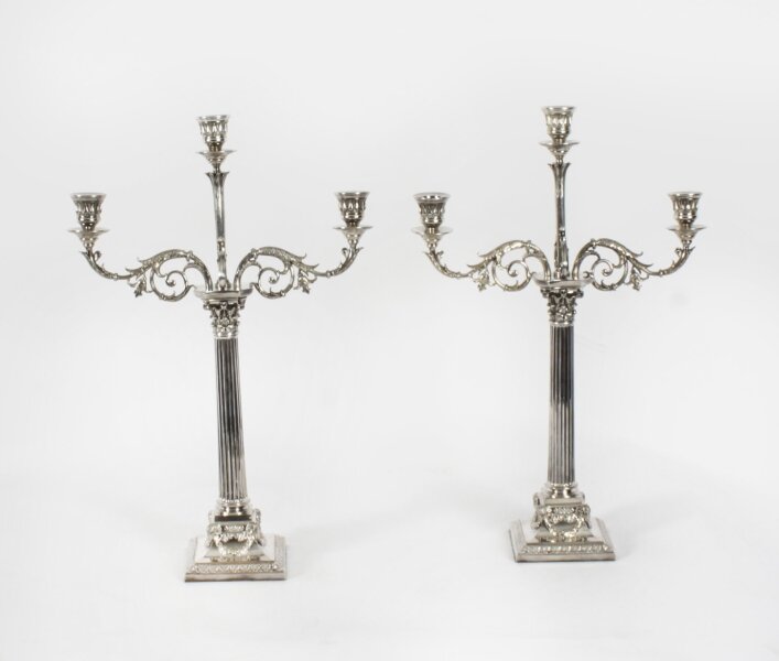 Antique Victorian Pair Three Light Candelabra by Elkington Dated 1886 19th C | Ref. no. A4244 | Regent Antiques