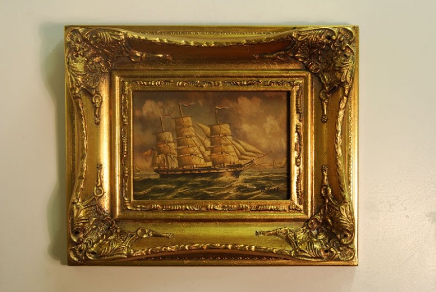 Elegant Oil Painting Sailing Ship Giltwood Frame | Ref. no. P0018 | Regent Antiques