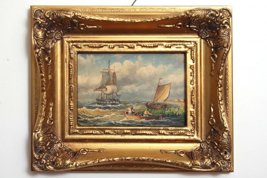 Elegant Oil Painting Sailing Ship Giltwood Frame | Ref. no. P0110 | Regent Antiques