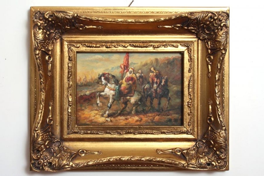 Oil Painting Arab Bedouin Horseman giltwood frame | Ref. no. P0113 | Regent Antiques