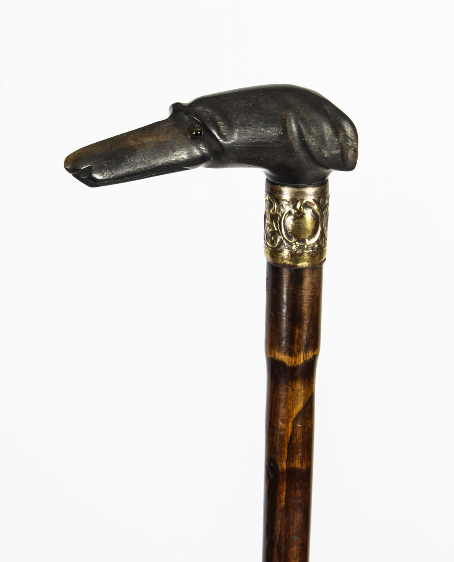 Antique Greyhound Pommel & Malacca Walking Stick Cane 19th Century ...