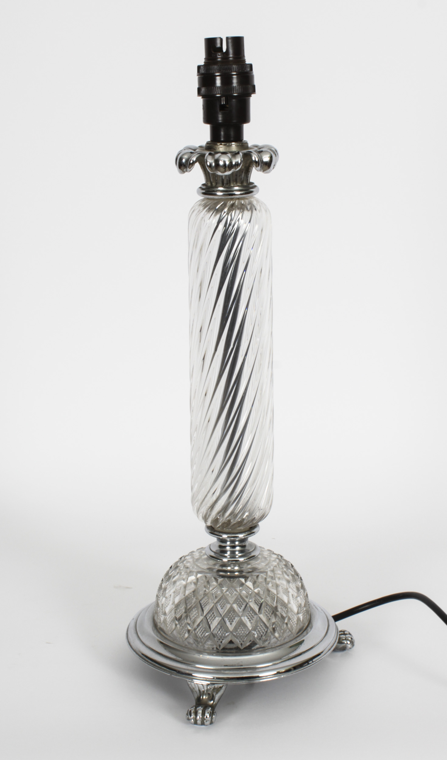 Vintage Glass And Silver Ref No A2409e Regent Antiques   A2409e Vintage Glass And Silver Plated Table Lamp  Mid 20th C 1 