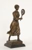 Vintage Bronze Sculpture 1930s Female Tennis Player 20th C