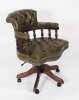 Bespoke English Hand Made Leather Captains Desk Chair Alga Green