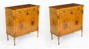 Antique Pair Adam Revival Satinwood Side Cabinets Commodes 19th C Antique Pair Adam Revival Satinwood Side Cabinets Commodes 19th C
