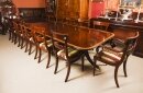 Vintage 13ft Three Pillar Mahogany Dining Table with 14 Chairs 20th C