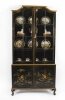 Antique Japanese Revival Black Lacquered Display Cabinet Circa1900