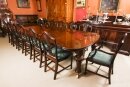 Antique 19th C 13 ft Flame Mahogany Extending Dining Table & 14 chairs