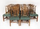 Vintage Set of 14 Mahogany Chippendale Dining Chairs Mid 20th Century