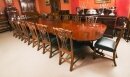 Antique 15 ft George III Style Triple pillar dining table C1920 & 14 chairs Antique 15 ft George III Style Triple pillar dining table C1920 & 14 chairs