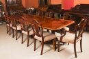 Vintage Twin Pillar Mahogany Dining Table and 10 Chairs 20th C Vintage Twin Pillar Mahogany Dining Table and 10 Chairs 20th C