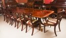 VintageTwin Pillar Flame Mahogany Dining Table with 12 Chairs 20th C VintageTwin Pillar Flame Mahogany Dining Table with 12 Chairs 20th C