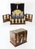 Antique Victorian Burr Walnut 3 Crystal Decanter Tantalus Dry Bar 19th C Antique Victorian Burr Walnut 3 Crystal Decanter Tantalus Dry Bar 19th C