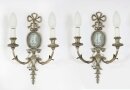 Antique Pair Silver Plated Jasperware two branch wall lights sconces Antique Pair Silver Plated Jasperware two branch wall lights sconces