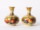 Antique Pair Miniature Royal Worcester Porcelain Vases William Ricketts 1925 Antique Pair Miniature Royal Worcester Porcelain Vases William Ricketts 1925